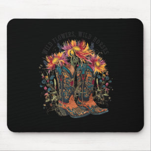 Tapis De Souris Fleurs sauvages - Chevaux sauvages Cowgirl Boot We