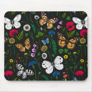 Tapis De Souris Fleurs sauvages et papillons 2