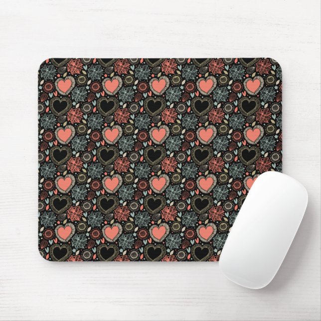 Tapis De Souris Fleurs sombres enchanter : Floral Motif sans coutu (Avec souris)