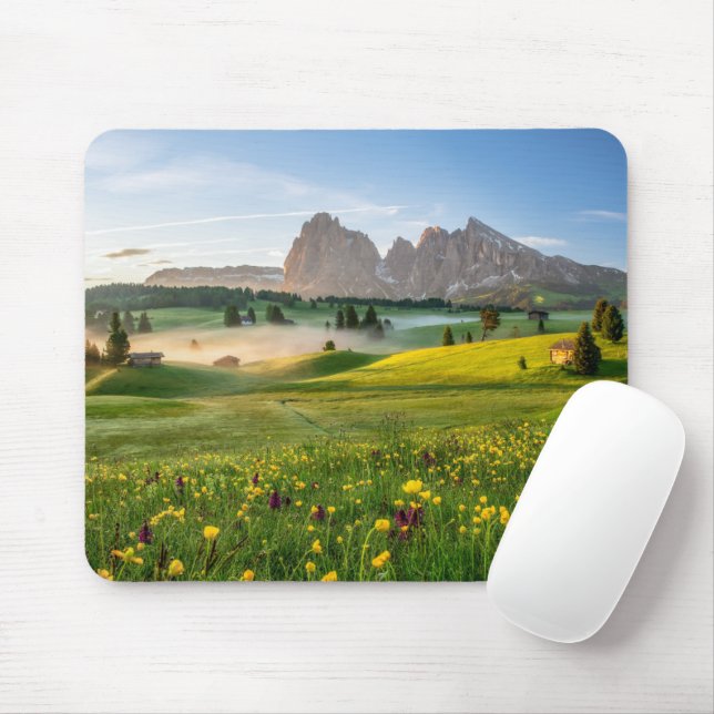 Tapis De Souris Fleurs | Spring Alpe di Siusi Langkofel (Avec souris)