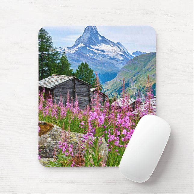 Tapis De Souris Fleurs | Summer Matterhorn Suisse (Avec souris)