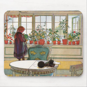 Tapis De Souris Fleurs sur le rebord de fenêtre par Carl Larsson