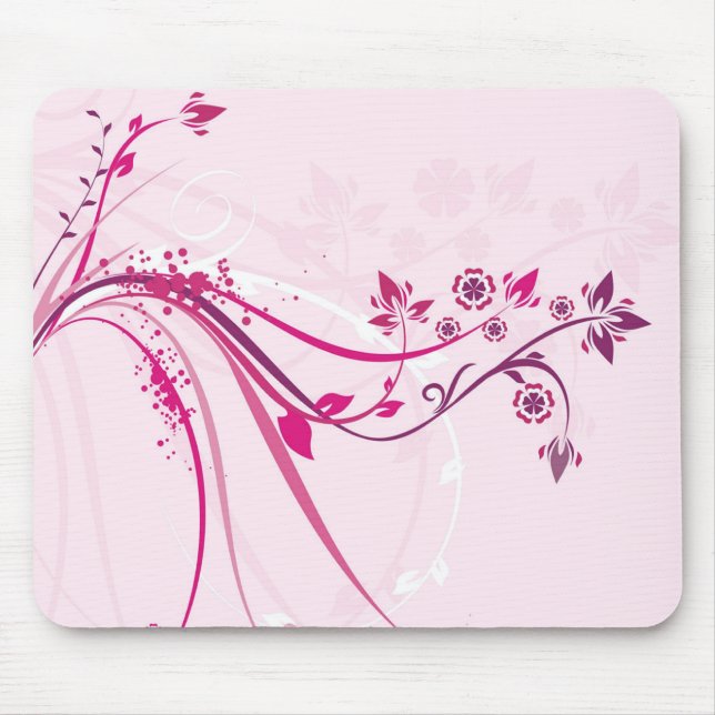 Tapis De Souris Fleurs sur rose - Mousepad (Devant)