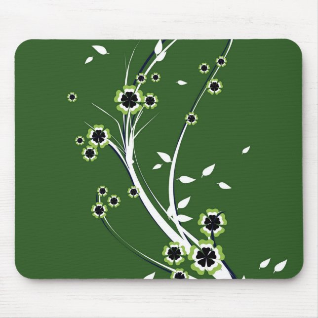 Tapis De Souris Fleurs sur vert - Mousepad (Devant)