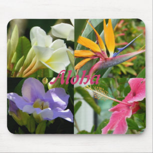 Tapis De Souris Fleurs tropicales de Plumeria de ketmie de Kauai