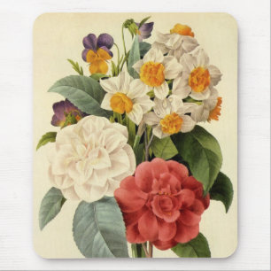 Tapis De Souris Fleurs vintages, Camellias et Narcisse, Redoute