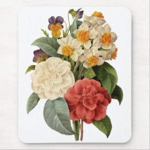 Tapis De Souris Fleurs vintages, Camellias et Narcisse, Redoute