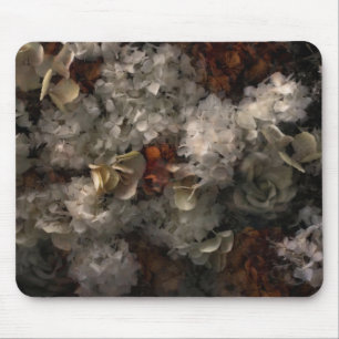 Tapis De Souris Fleurs vintages Hydrangée Botanique Blanche Et Ro