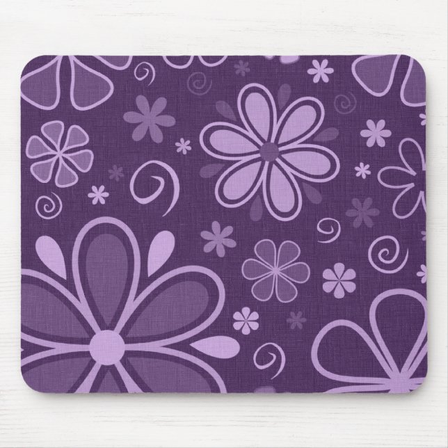 Tapis De Souris Fleurs violettes cool rétro (Devant)