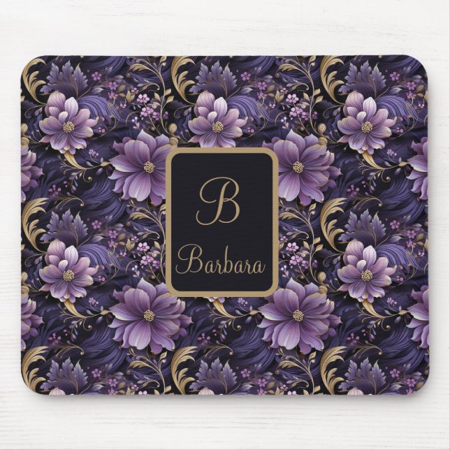 Tapis De Souris Fleurs violettes customisées (Devant)