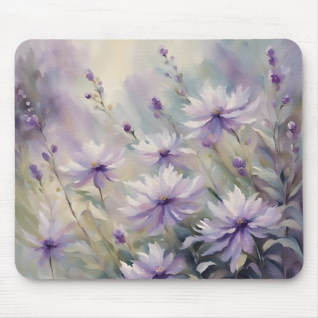 Tapis De Souris Fleurs violettes douces et romantiques (Devant)