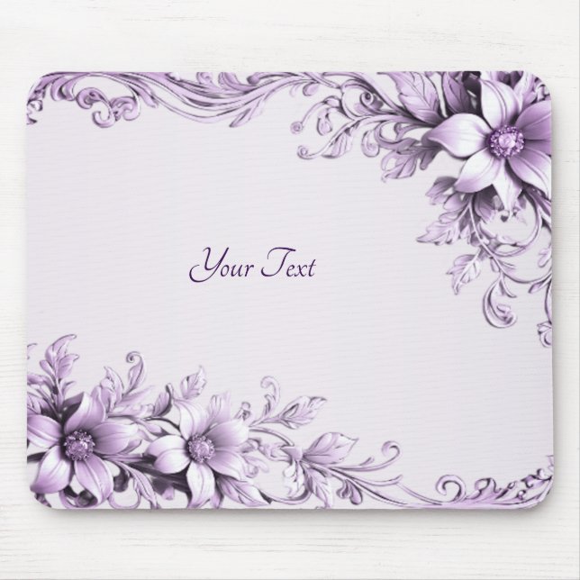 Tapis de souris Fleurs Violettes Élégantes (Devant)
