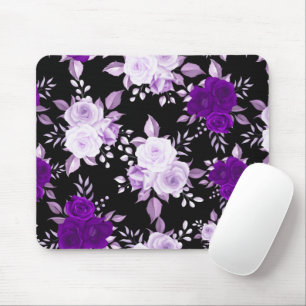 Tapis De Souris Fleurs Violettes Élégantes Motif Floral Simples