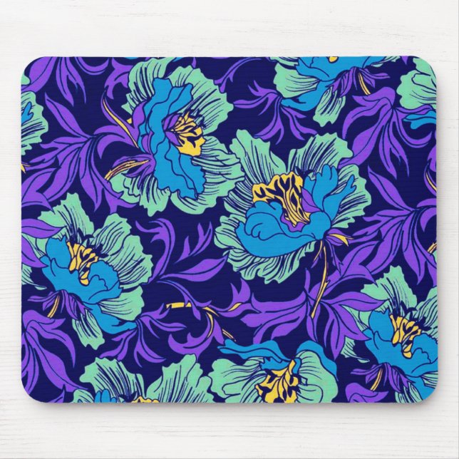 Tapis De Souris Fleurs violettes et bleues William Morris (Devant)