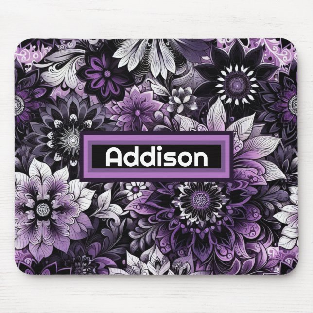 Tapis De Souris Fleurs Violettes Mystiques (Devant)