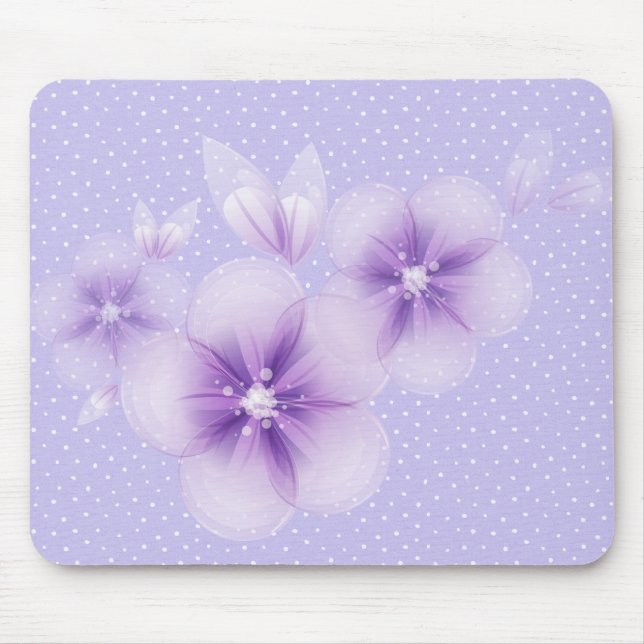 Tapis de souris Fleurs violettes sur points (Devant)