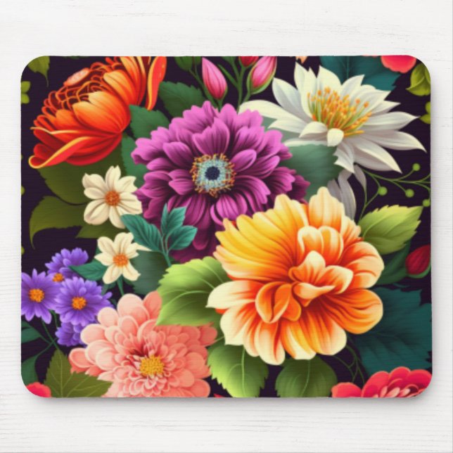 Tapis De Souris Fleurs vives et colorées (Devant)