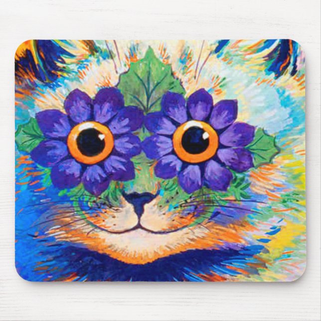 Tapis De Souris Fleurs yeux chat par Louis Wain (Devant)