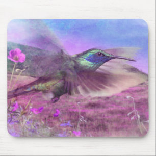 TAPIS DE SOURIS FLEUVE D'OISEAU HUMMINGBIRD À FLEURS