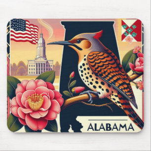 Tapis De Souris Flickr Nord de l'Alabama Oiseaux et Camellia Flowe