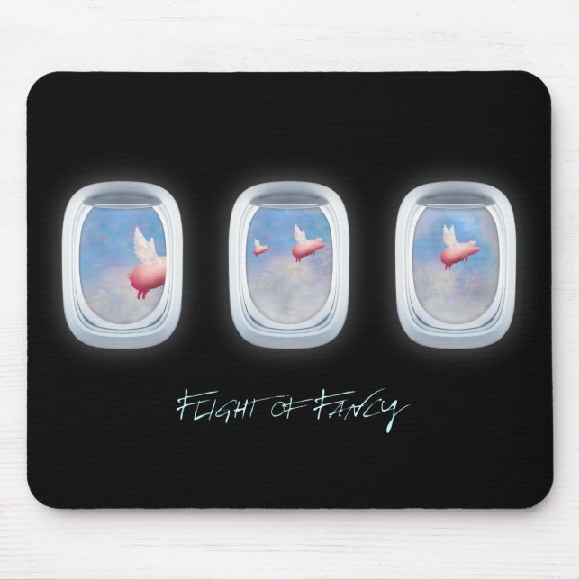 Tapis De Souris Flight of Fancy-Pigs fly past airplane windows (Devant)