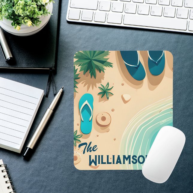 Tapis De Souris Flip Flops sur le Monogramme de plage (Créateur téléchargé)