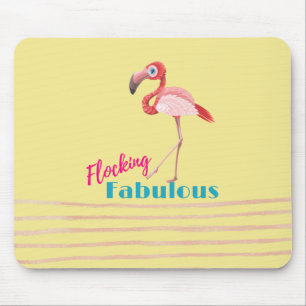 Tapis De Souris Flocking Fabulous Typography avec Flamant rose ros