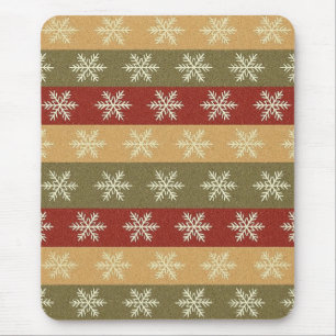 Tapis De Souris flocon de Noël coloré traditionnel rayé