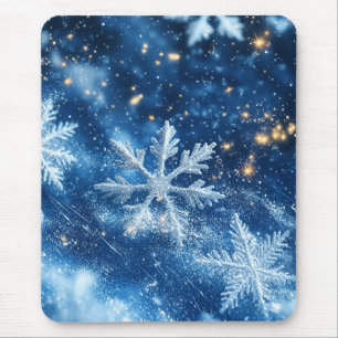 Tapis De Souris Flocons de neige scintillants Noël d'hiver