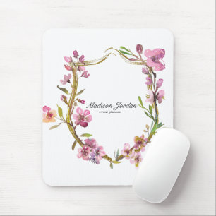 Tapis de souris floral à fleurs de cerisier roses