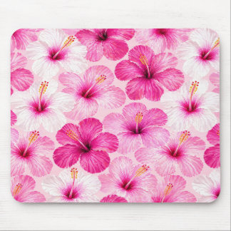 Tapis de souris floral à l'hibiscus rose