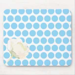 Tapis de souris floral à pois avec fleur aquarelle