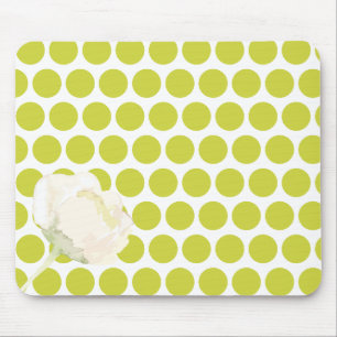 Tapis de souris floral à pois avec fleur aquarelle