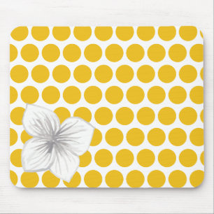 Tapis de souris floral à pois avec fleur aquarelle