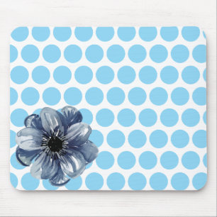 Tapis de souris floral à pois avec fleur aquarelle