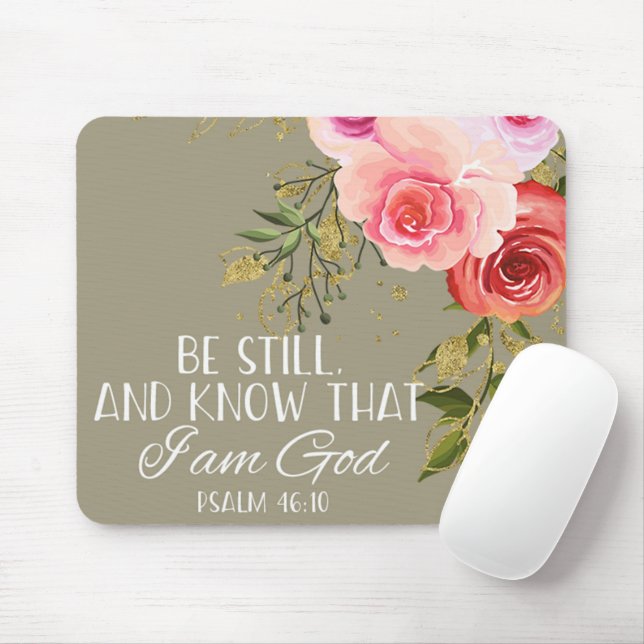 Tapis de souris floral avec verset biblique (Avec souris)