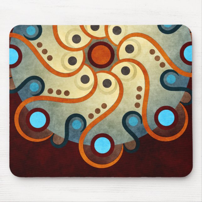 Tapis De Souris Floral bleu Abstrait Vector Art Mousepad (Devant)