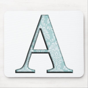 Tapis De Souris Floral bleu Imprimer Un monogramme initiales Cadea