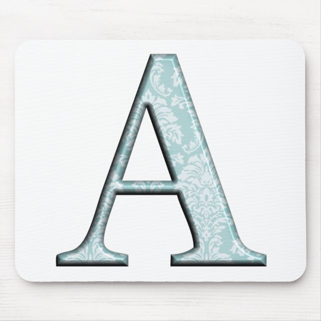 Tapis De Souris Floral bleu Imprimer Un monogramme initiales Cadea (Devant)