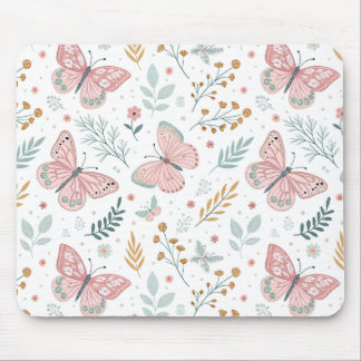 Tapis De Souris Floral Butterfly Pastel Garden Botanical Elegance