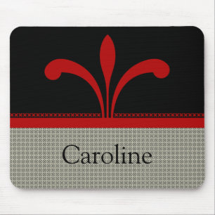 Tapis De Souris Floral Chic Mousepad, Rouge foncé