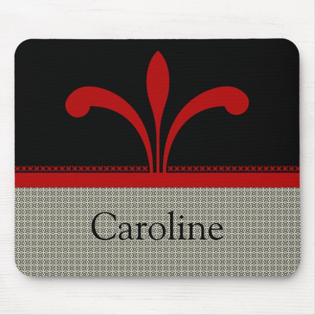 Tapis De Souris Floral Chic Mousepad, Rouge foncé (Devant)