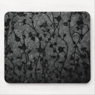 Tapis De Souris Floral d'antiquité gothique noir et blanc