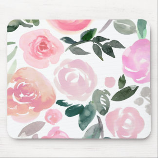 TAPIS DE SOURIS FLORAL DE ROSES D'AQUARELLE