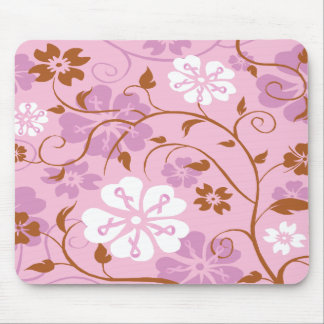 Tapis de souris floral de ruban rose