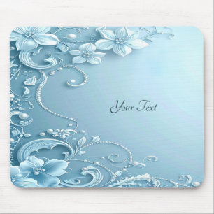 Tapis de souris floral décoratif bleu