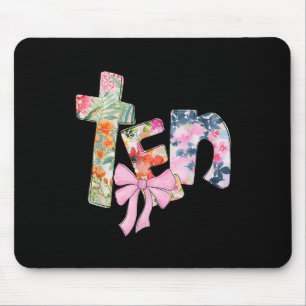 Tapis De Souris Floral Dix 10 ans Coquette Bow 10e anniversaire