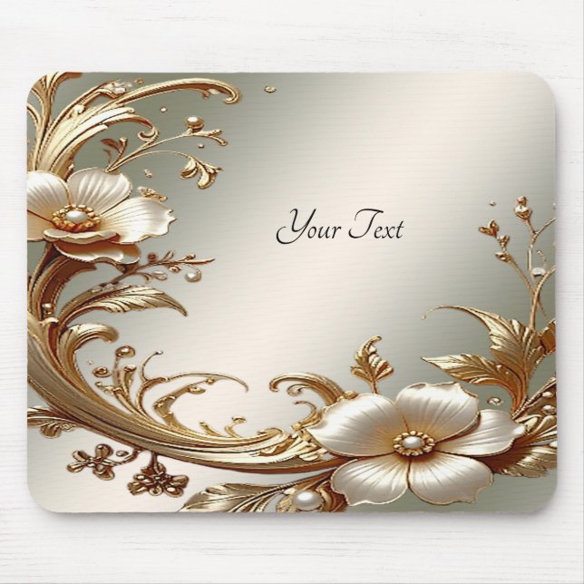 Tapis de souris floral doré (Devant)