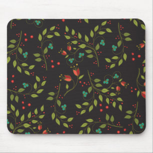 Tapis de souris floral écervelé noir