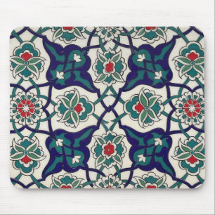 Tapis De Souris Floral en céramique bleue turque
